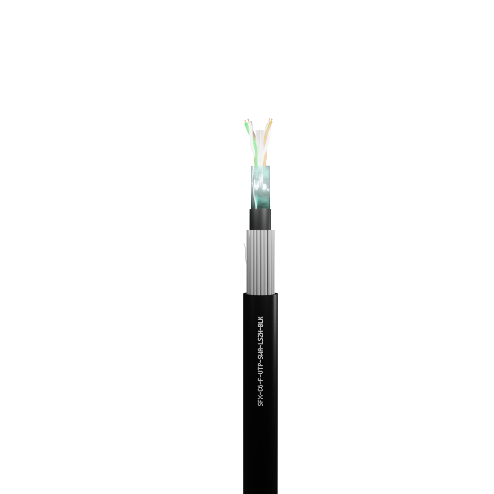 Cat6 SWA Armoured Cable – Black LSZH – 100m