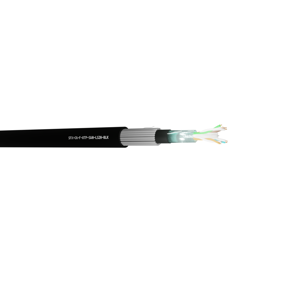 Cat6 SWA Armoured Cable – Black LSZH – 100m