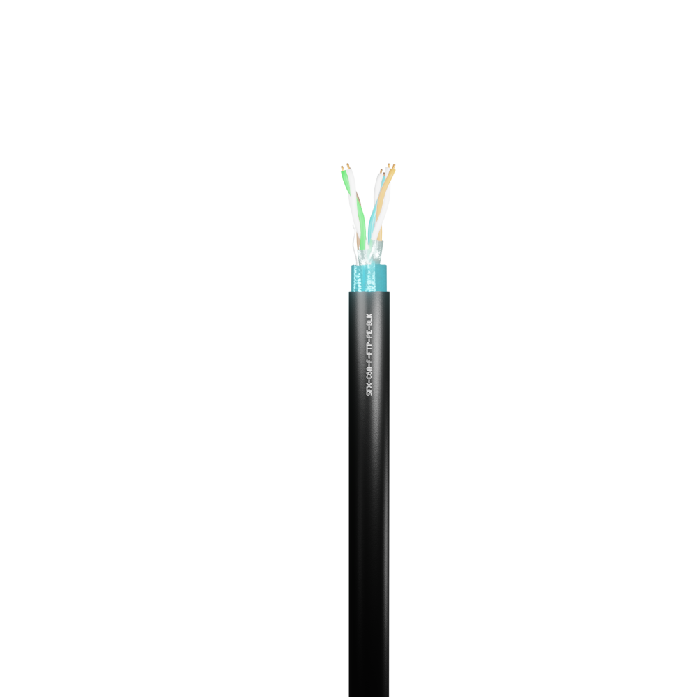 Cat6a F/FTP External Cable – Black PE – Cut to Length