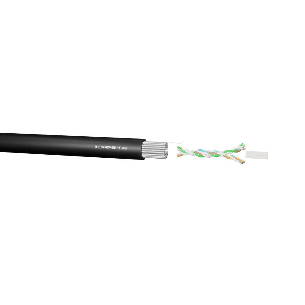 Cat5e Armoured Cable – Sold Per Metre (Black PE)