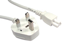 UK Mains to C5 Mains Power Cable - 2mtr White