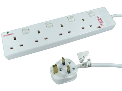 4 Way UK Power Extension Socket Switched