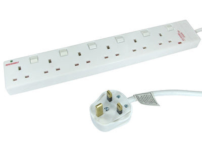 6 Way UK Extension Power Socket Switched