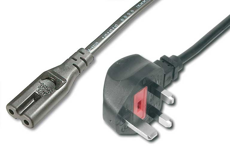 UK 3A Mains Power Cable IEC C7 Fig.8