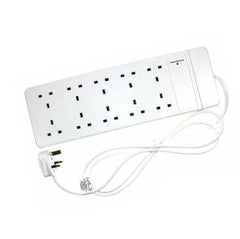 10 Way UK Trailing Socket White - 2 Mtr