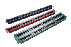 24 Port 1U Rack Mountable Blue Excel Plus Cat5e RJ45 UTP Patch Panel