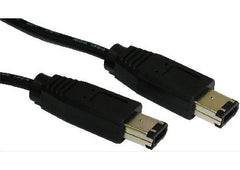 6 pin male - 6 pin male firewire 400 black cable