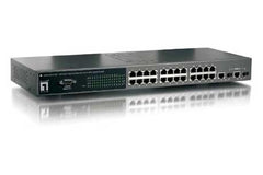 24 Port 10/100 + 2 Giga and 2 SFP mini Gbic websmart Switch - R/M