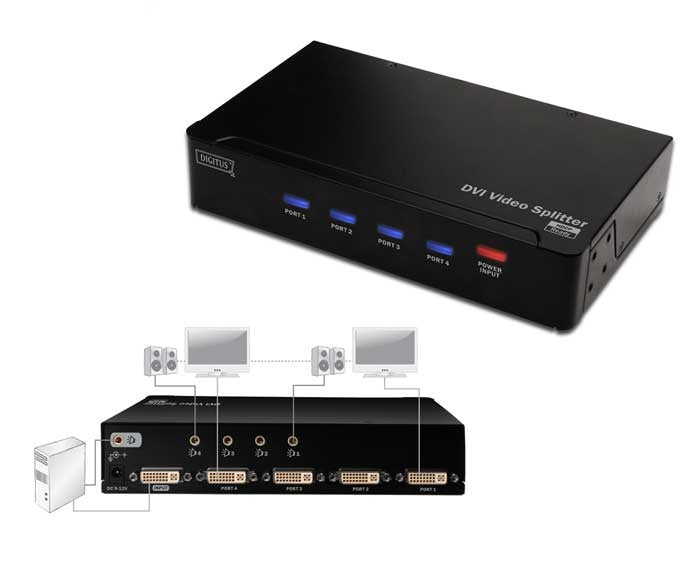 1080p DVI Splitter with Audio (1920 x 1200)