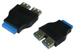 20 Pin Motherboard Header to 2 x USB 3.0 A F Adaptor