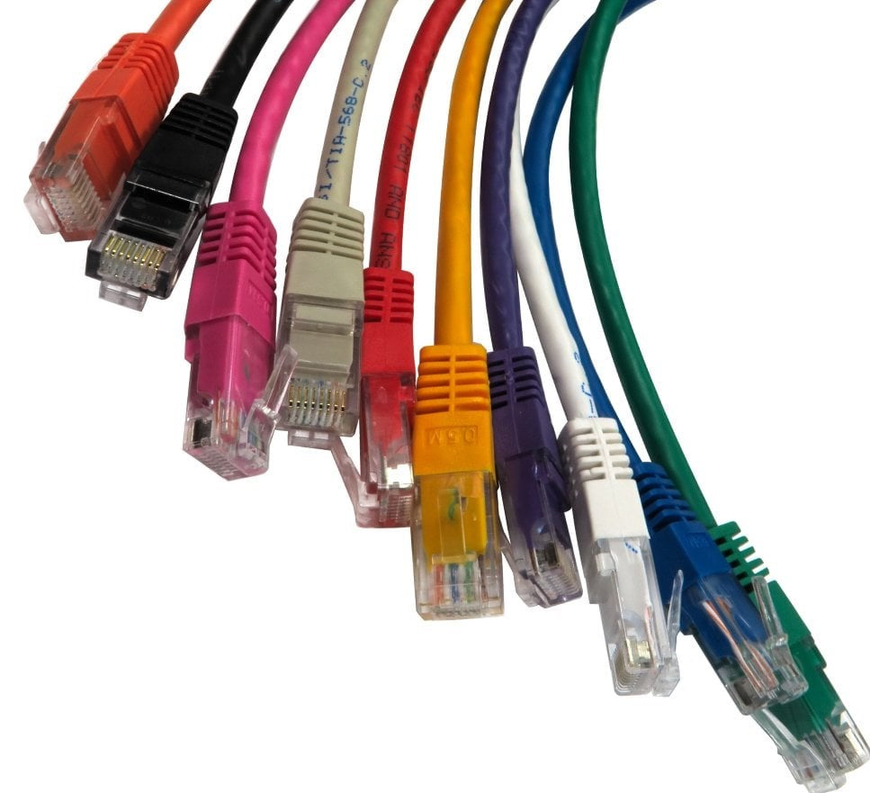 Cat6 patch cables in red, blue, green, and yellow – Fruity Cables UK