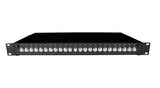 “1U singlemode FC fibre patch panel with 24 FC simplex adaptors – rackmount sliding tray”
