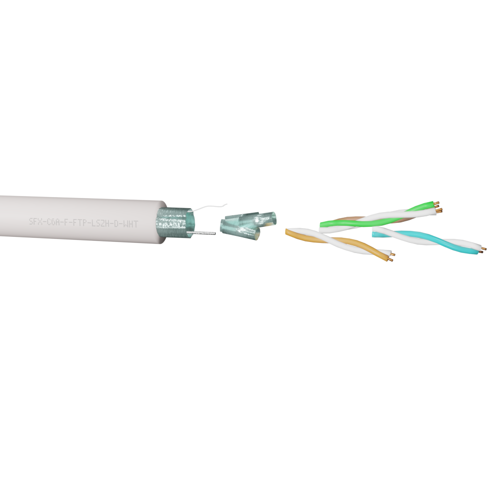 Cat6a F/FTP Cable – White LSZH – 305m