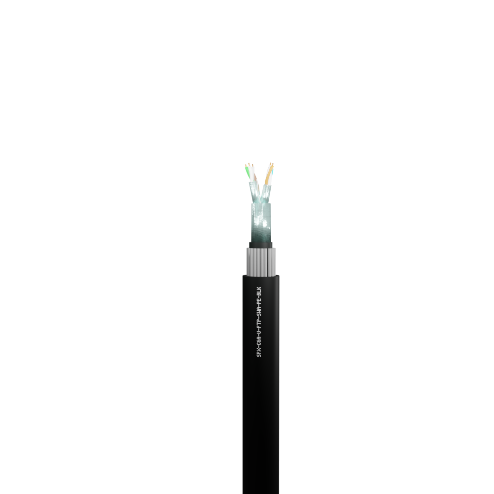 Cat6a U/FTP SWA External Cable – Black PE – 50m