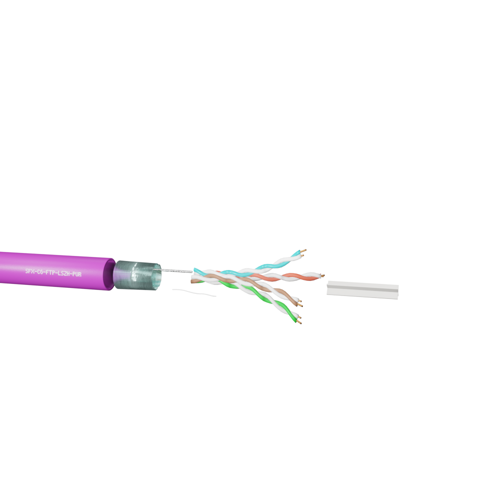 Data Cable Category 6 4 Pairs FTP LSZH - Purple 305m