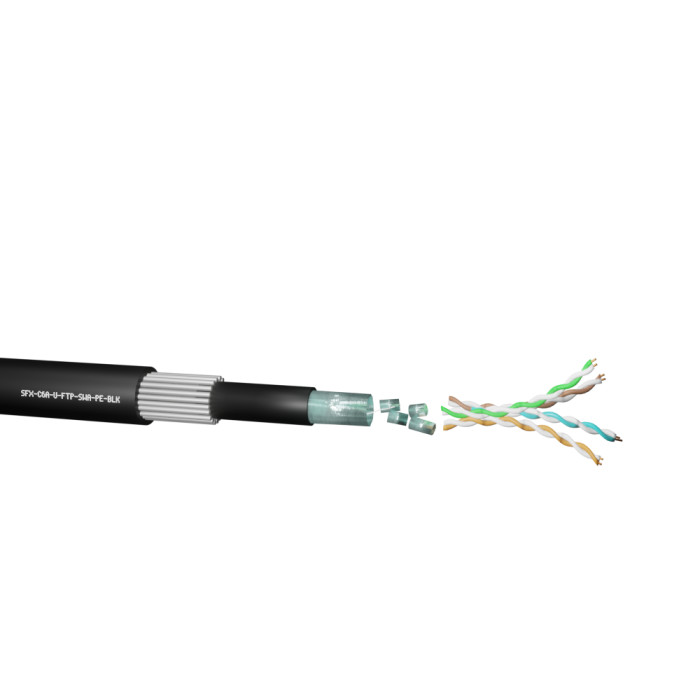 Cat6a U/FTP SWA External Cable – Black PE – Cut to Length