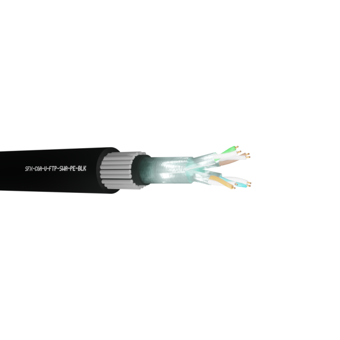 Cat6a U/FTP SWA External Cable – Black PE – Cut to Length