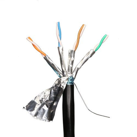 Cat6a F/FTP Outdoor Ethernet Cable – 305m Black Reel, Shielded, LSZH, CPR B2ca
