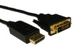 Display port Male (20 pin) to DVI Male cable 2mtr