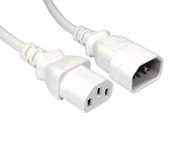 IEC Extension Cable Male C14 to Female C13 - White