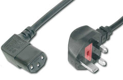 UK to IEC C13 Right Angled Power Cable - 2Mtr