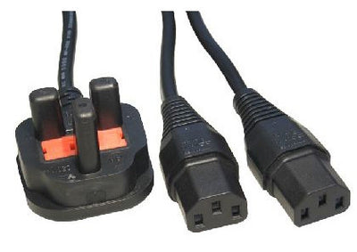 UK - 2x IEC (C13) Splitter - 2 Mtr