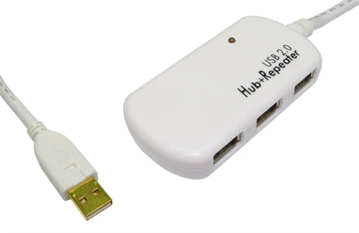 USB 2.0 Cable Repeater with 4 Port Hub - 12 mtrs