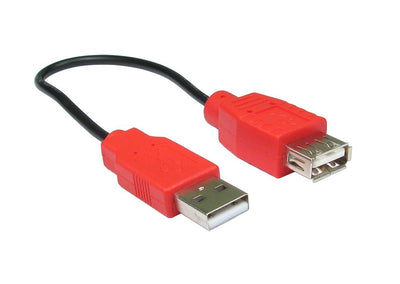 USB Power Extension Cable A Male to A Female and Red Hoods - 0.2 mtr