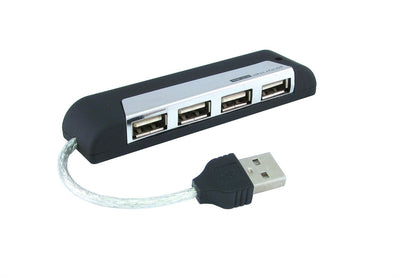 4 Port USB 2.0 Hub with Cable B&W