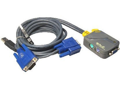 Micro 2 Port PS/2 KVM Switch with 2x USB Moulded Leads