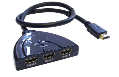 3 Way Hdmi Switch Box Man/auto & Inbuilt Cable