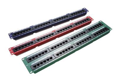 24 Port 1U Rack Mountable Blue Excel Cat5e RJ45 UTP Patch Panel