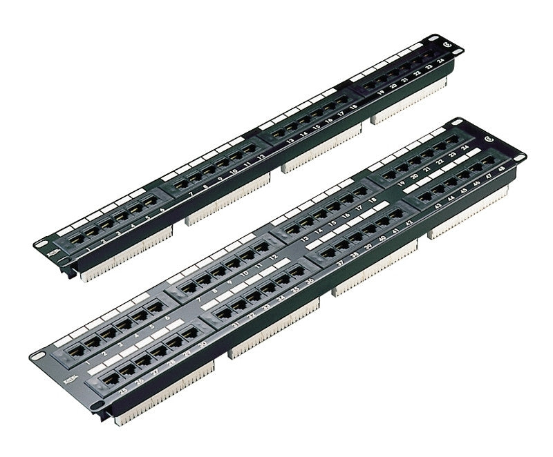 24 Port 1U Rack Mountable Black Excel Plus Cat5e RJ45 UTP Patch Panel