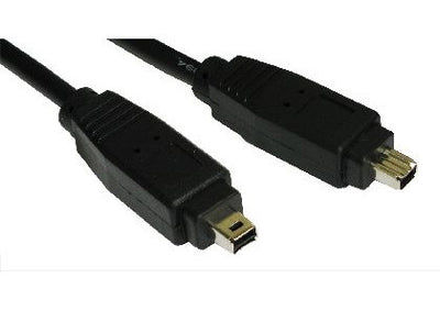 4 pin male - 4 pin male firewire 400 black cable