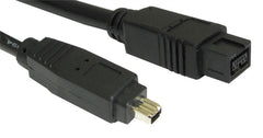 9 pin male - 4 pin male firewire 800-400 black cable