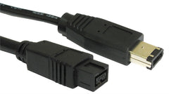 9 pin male - 6 pin male firewire 800-400 black cable