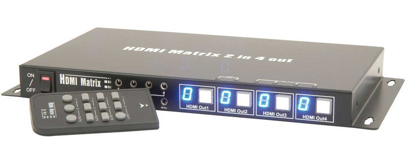 2x4 Way High Speed HDMI matrix Switch with remote control