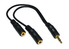 0.2Mtr Black 3.5Mm Stereo Male - 2 X 3.5Mm Stereo Female Splitter Cable