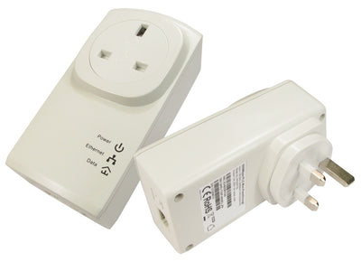 500Mbps Mini Ethernet Pass Through Homeplug- Dual Pack- White